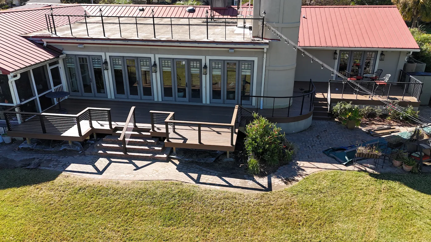 Deck with waterfront views